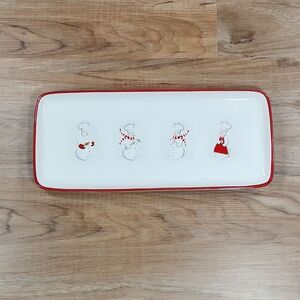 🔹️Williams Sonoma Ivory & Red Snowmen Chef Serving Platter